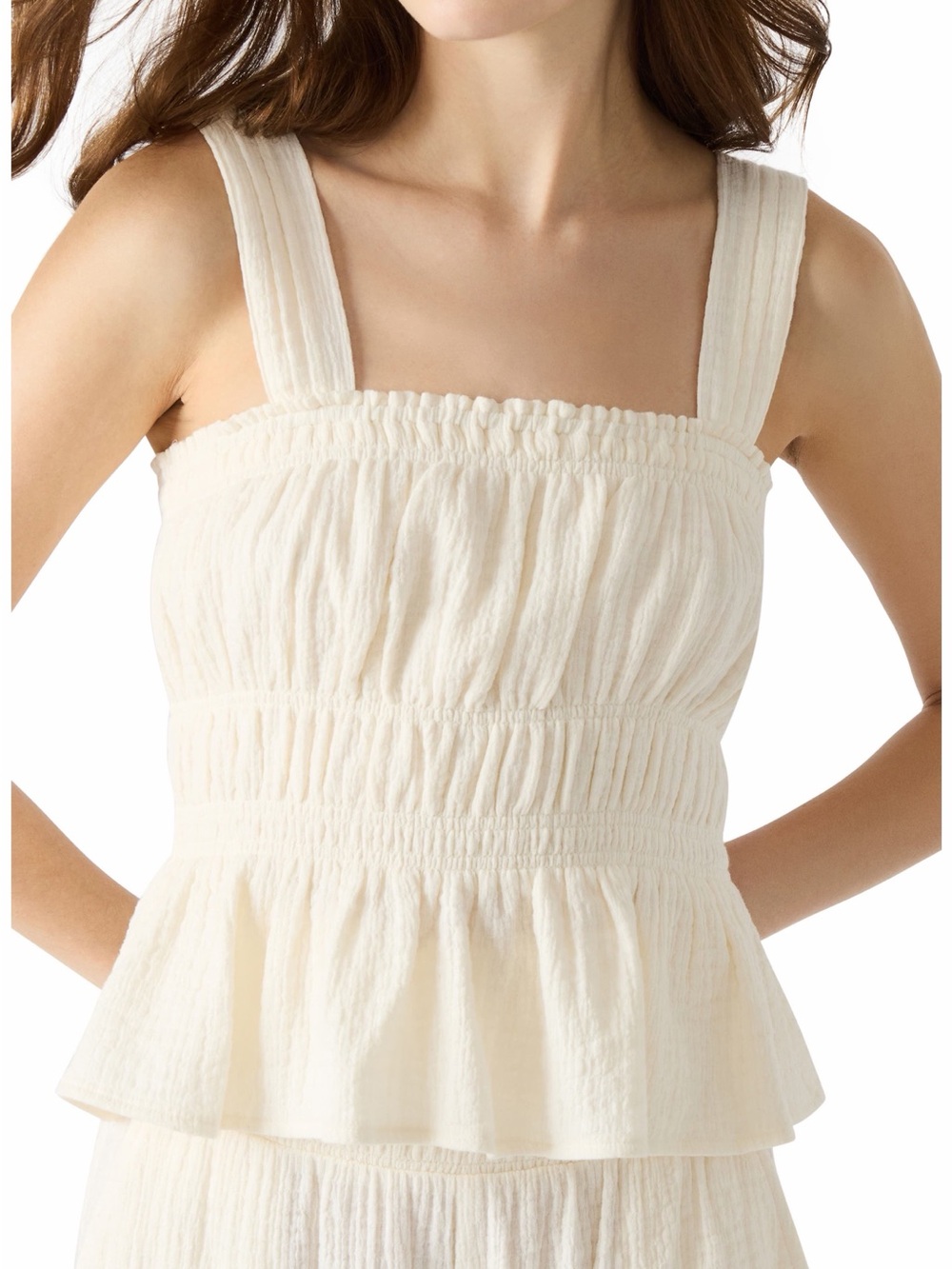 NWT Steve Madden Gabrielle Shirred Peplum Tank Medium